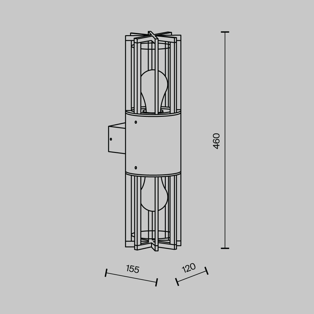 Aplica pentru exterior Barrel O453WL-02GF, 2xE27, grafit, IP54, Maytoni