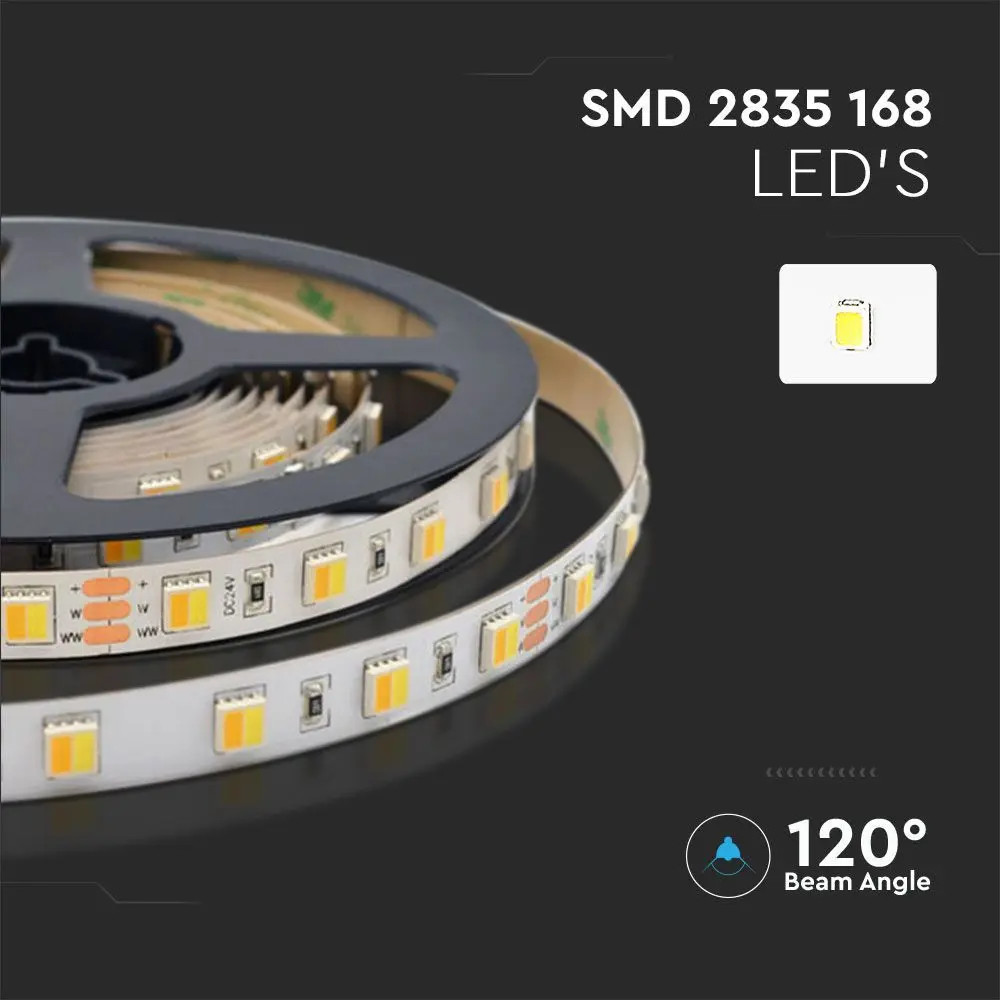 Banda led SMD 2835 V-TAC, CCT(2700-6500K), 14W/m, 1550lm/m, 120 leduri/m, 24V, IP65 - 2 | YEO