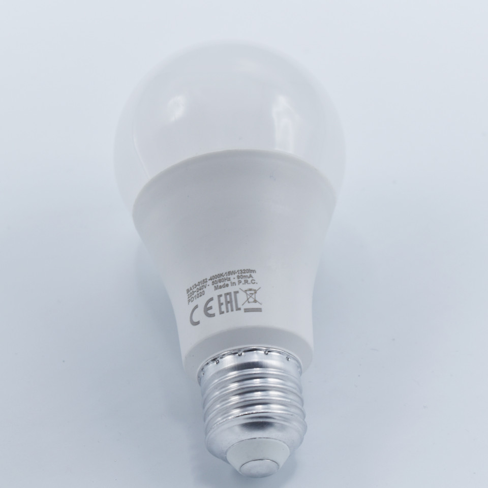 Bec LED Braytron, 15W(90W), E27, A60, 1350 lm, lumina neutra (4000K), opal, clasa energetica F - 3 | YEO