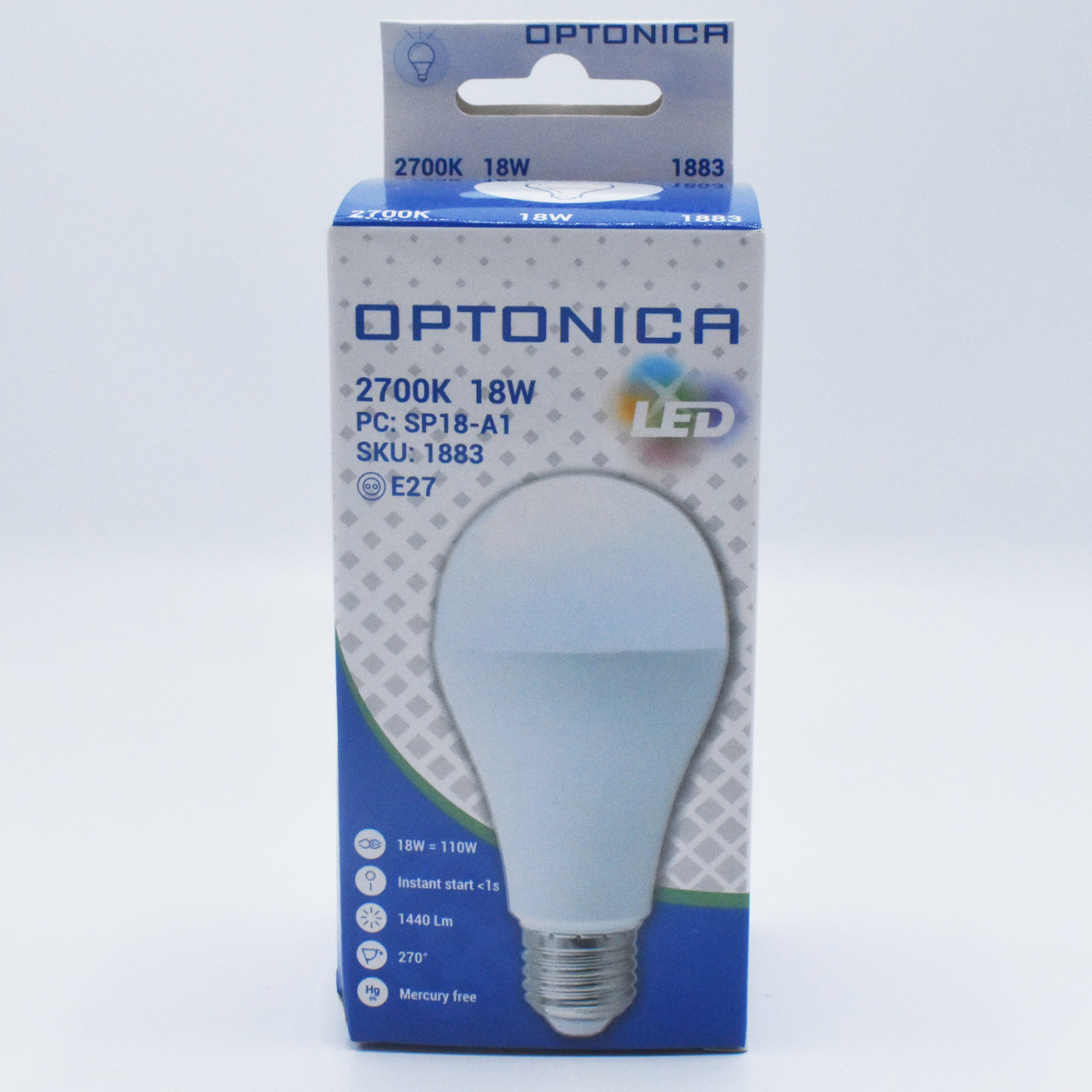Bec LED opal 18W(110W) Optonica, E27, 1820 lm, lumina calda (2700K), clasa energetica F - 2 | YEO