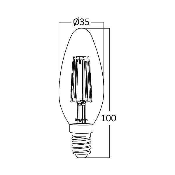 Bec led sferic Vintage filament 4W (32W), E14, C37, 360lm, lumina calda (2200K), auriu, Braytron