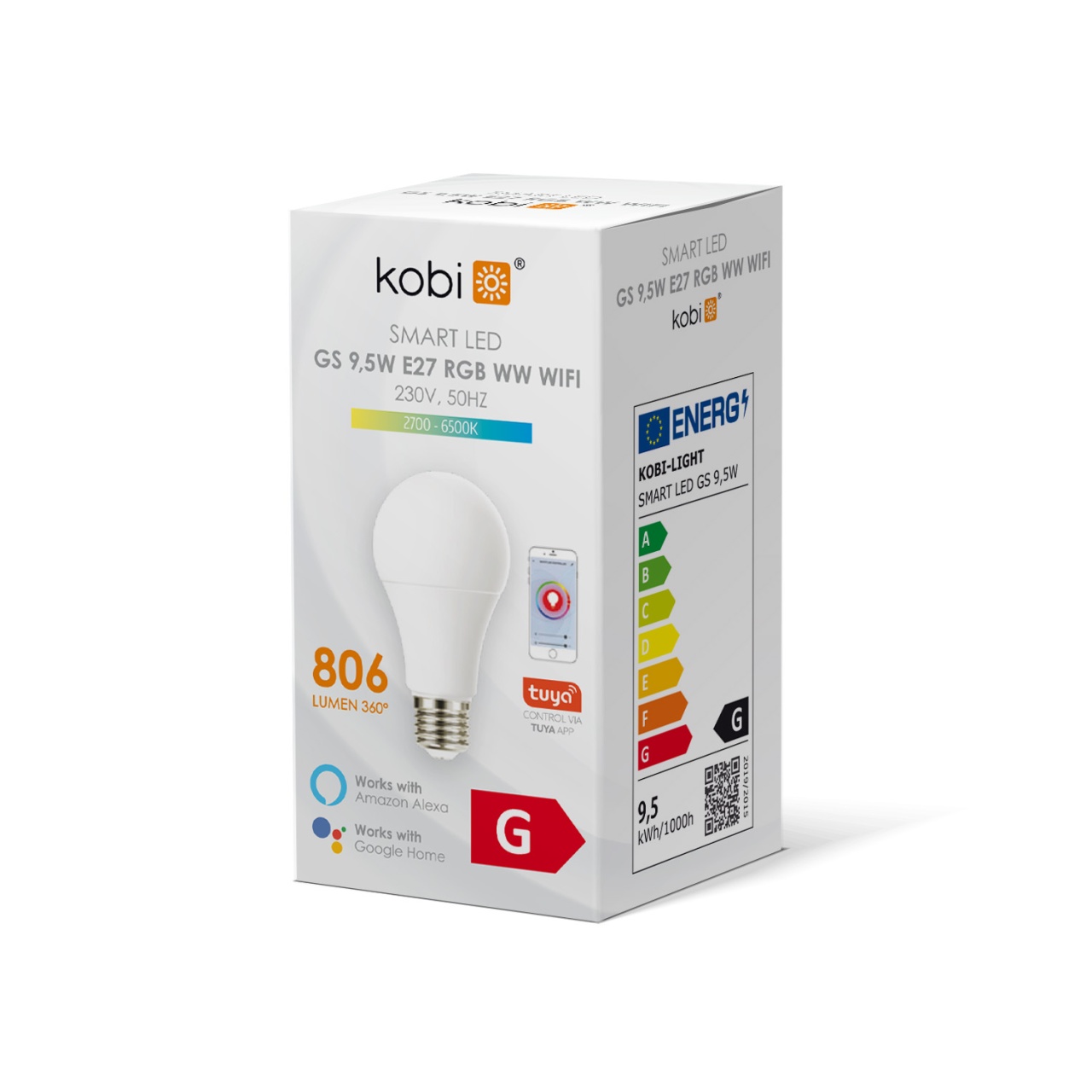 Bec LED Smart GS 9.5W, 2700-6500K, RGB WW WiFi 2.4 GHz - 1 | YEO