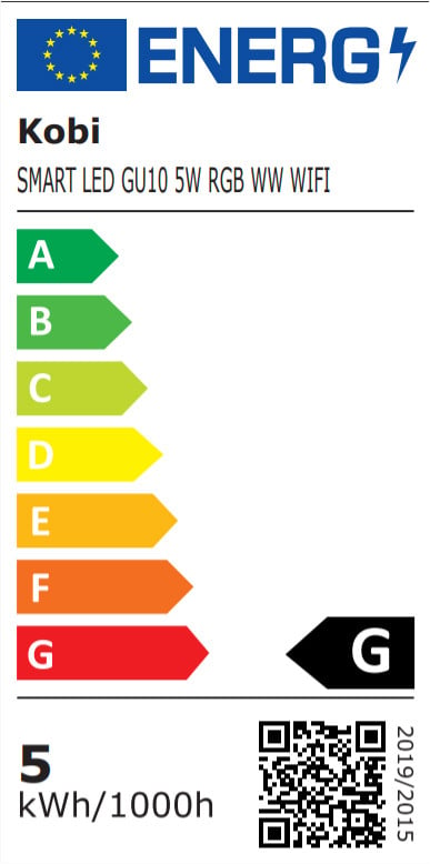 Bec led Smart WIFI GU10 5W, 400lm, 120 grade, RGB WW, opal, Kobi