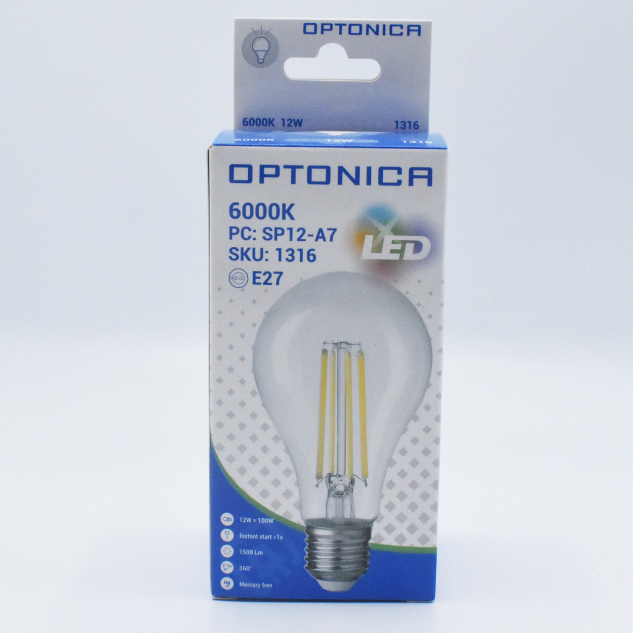 Bec led Vintage 12W (100W), E27, lumina rece (6000K), 1500 lm, Optonica - 2 | YEO