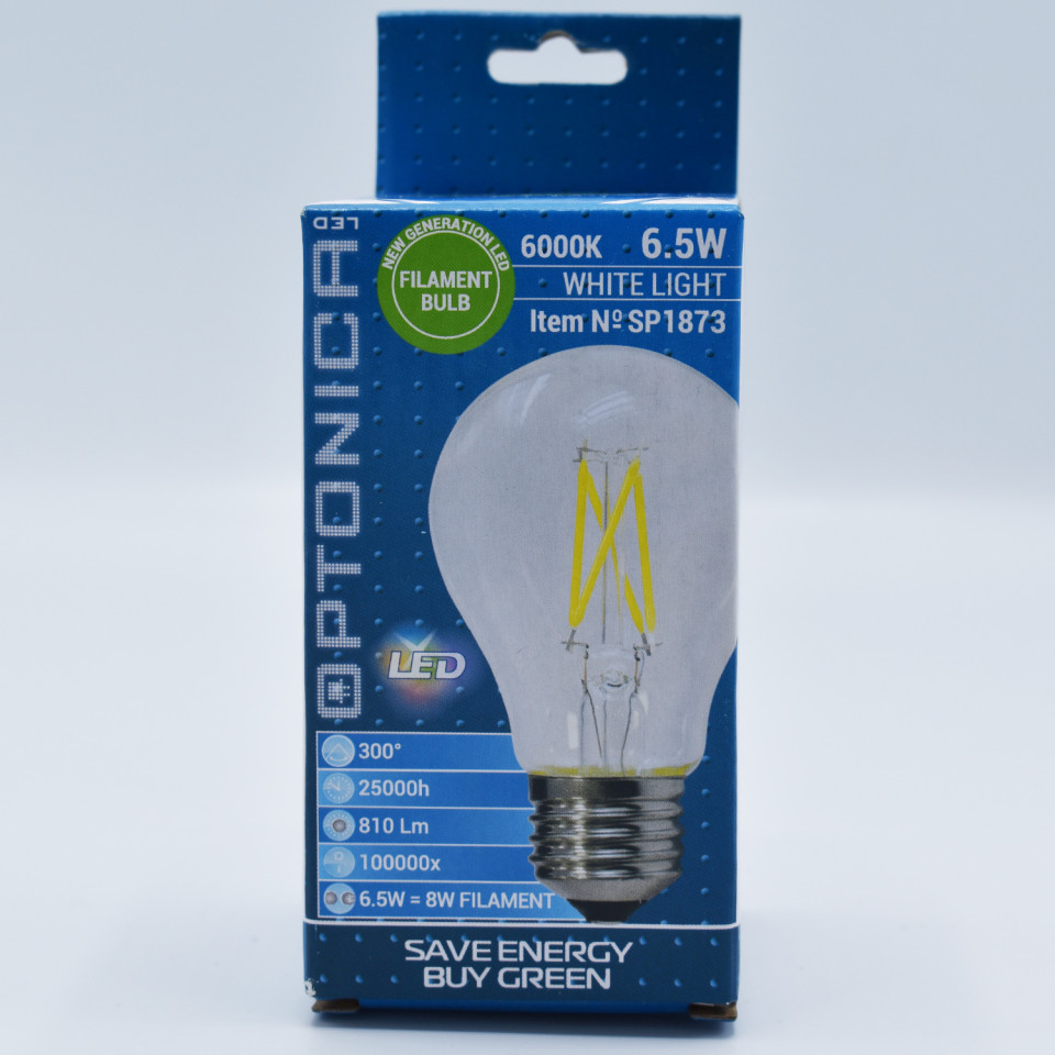 Bec LED Vintage filament Optonica, 6.5W(56W), E27, A60, 810 lm, lumina rece (6000K), clasa energetica E - 2 | YEO