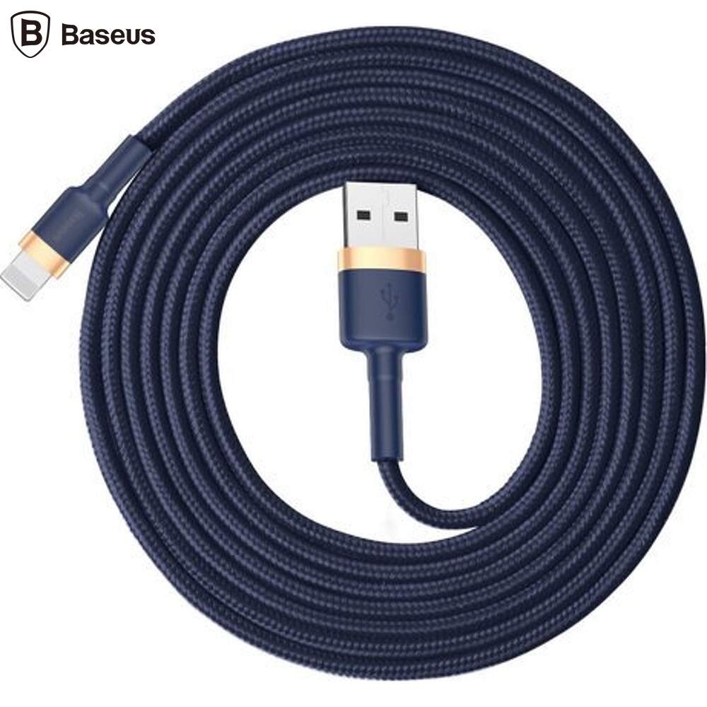 Cablu USB - Lightning, 2m, 1.5A, textil, albastru+auriu, Baseus - Imagine 4