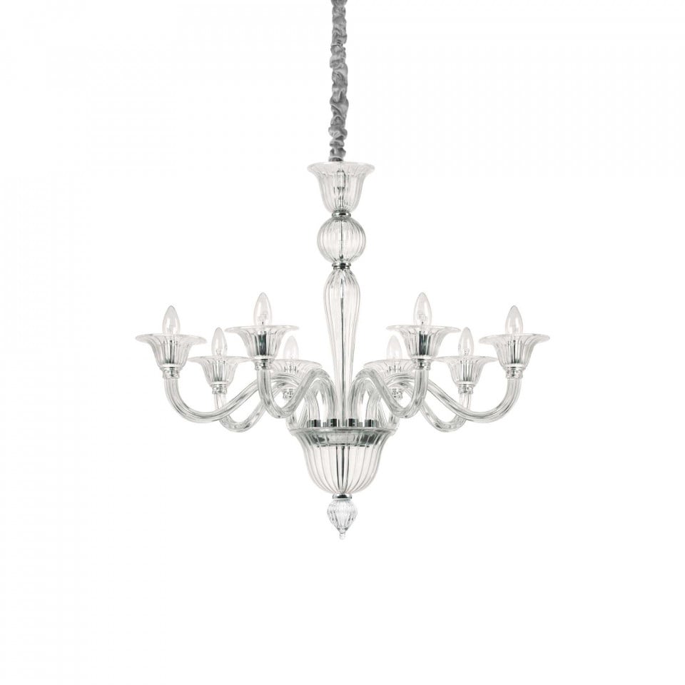 Candelabru Brigitta 199382, 8xE14, transparent, IP20, Ideal Lux