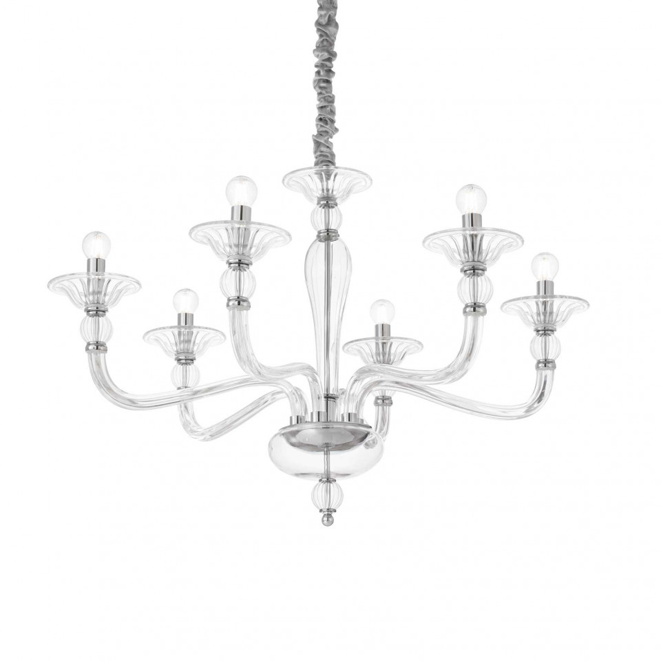 Candelabru Danieli 159959, 6xE14, transparent, IP20, Ideal Lux