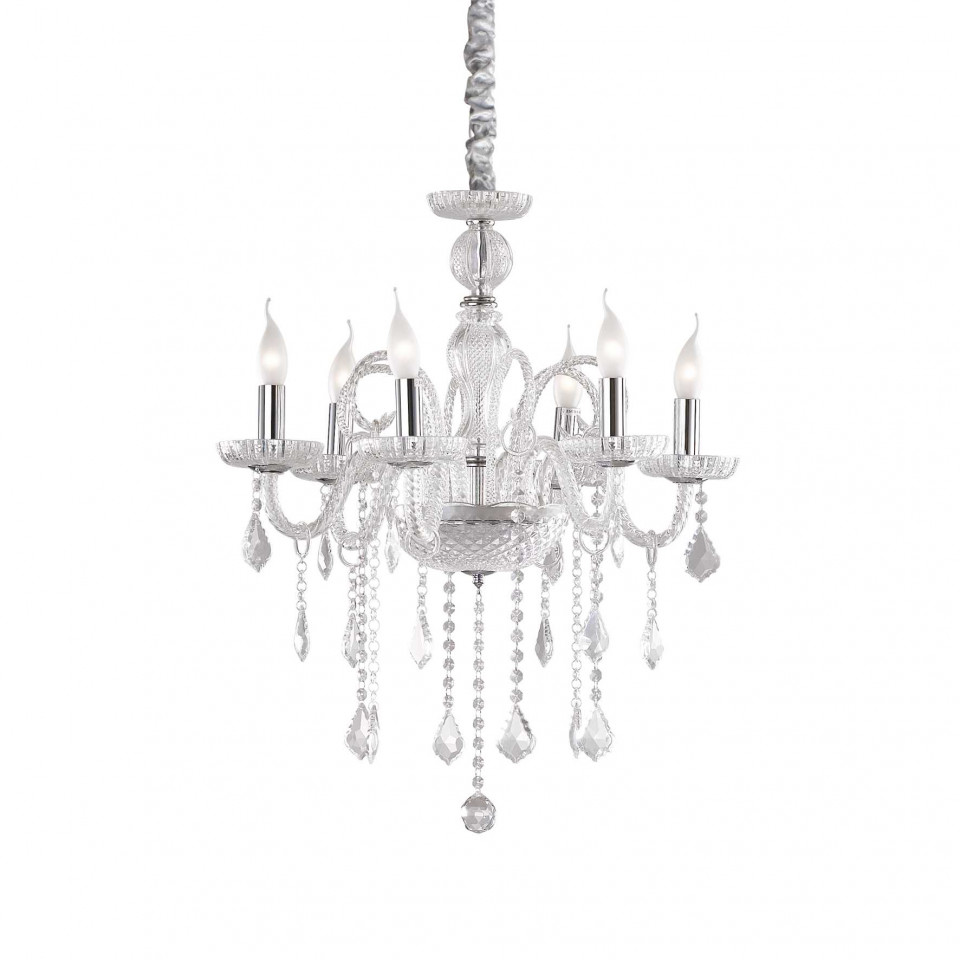 Candelabru Giudecca 027821, 6xE14, transparent, IP20, Ideal Lux