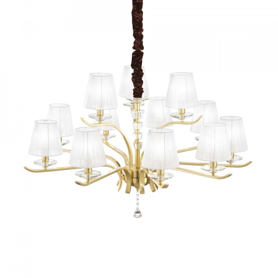 Candelabru Pegaso 197746, 12xE14, auriu+transparent, IP20, Ideal Lux