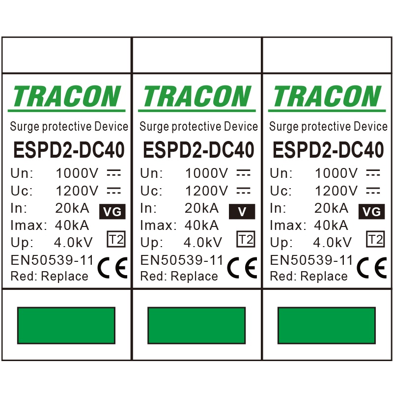 Descarcator pentru sisteme fotovoltaice, 3P, max 1000V, Tracon - 1 | YEO