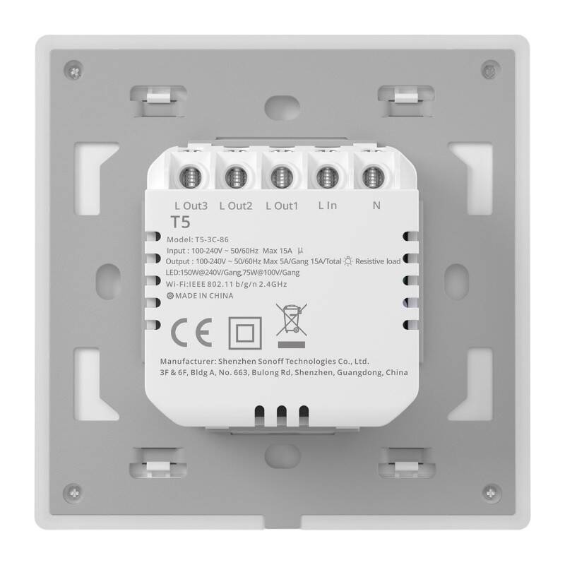 Întrerupător de Perete Inteligent WiFi cu Touch Sonoff TX Ultimate T5 3 canale