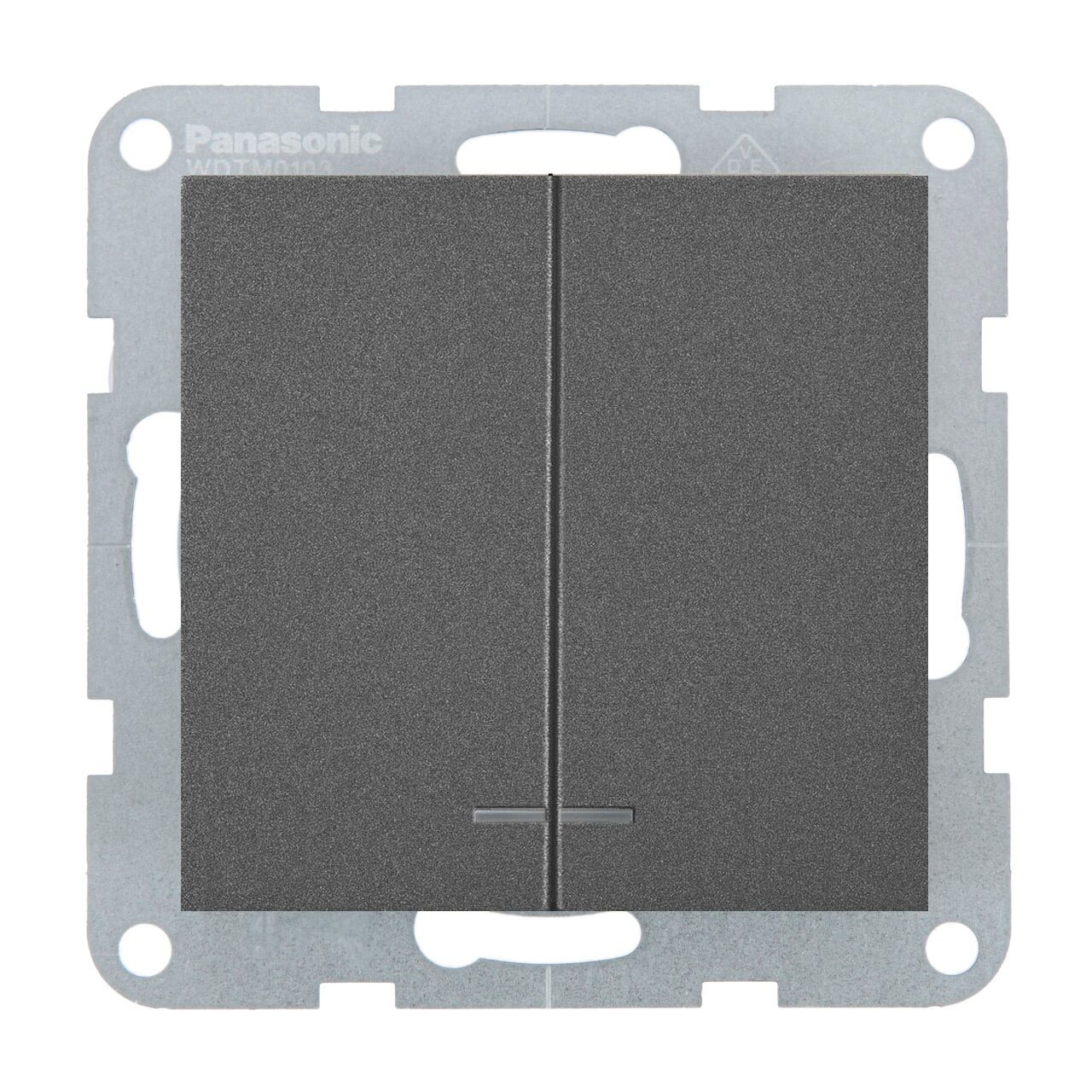 Intrerupator dublu cu led 10A, IP20, Grafit, Panasonic Karre Plus 55