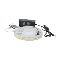 Kit Banda LED 5050, Lumina Rece (6400K), 5m, Interior+Exterior, 60 LEDuri/m, Controller+Alimentare