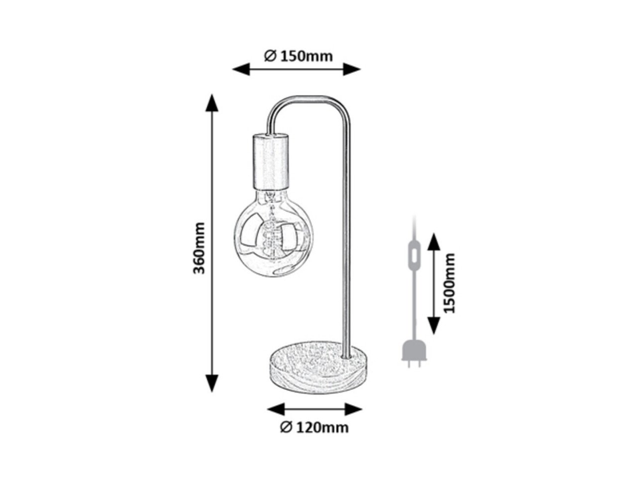 Lampa de birou Bruno 2090, cu intrerupator, 1xE27, neagra+maro, IP20, Rabalux - 2 | YEO