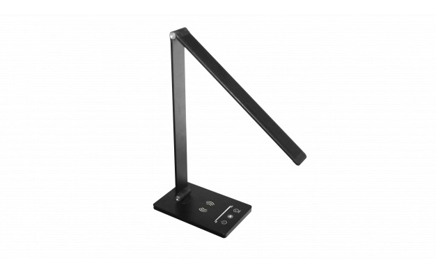 Lampa de birou LED Optonica, 5W, lumina calda/neutra/rece (3000-6000K), neagra, USB, incarcare wireless, dimabila