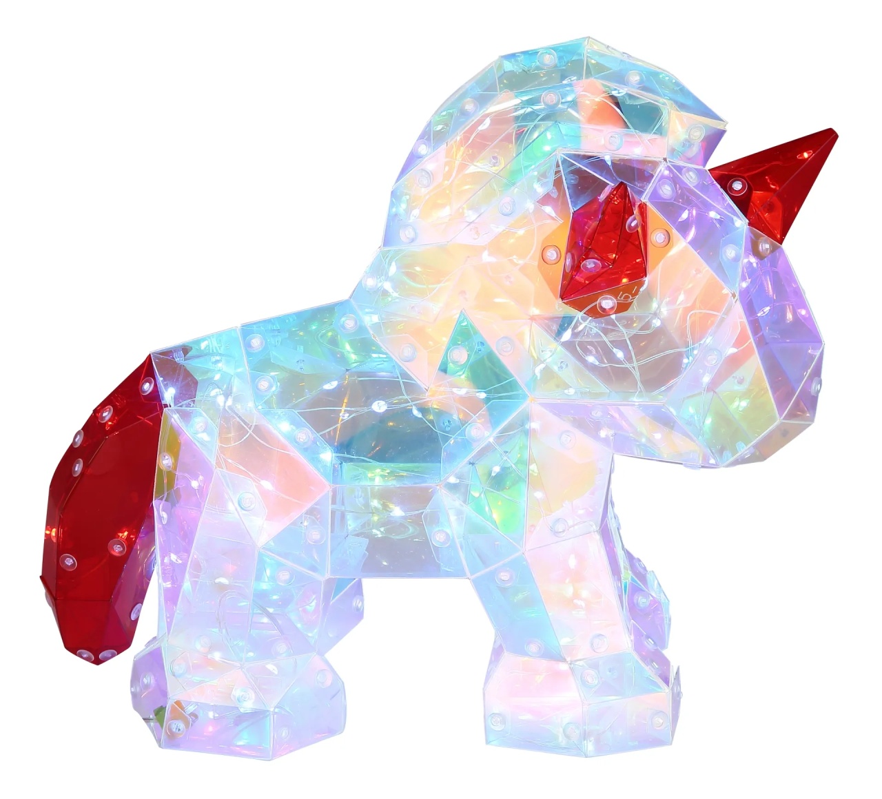 Lampa de veghe LED forma de unicorn 3W, lumina rece (6000K), IP20, USB, transparent/rosu - imagine 5