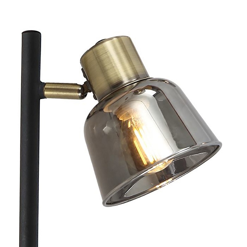 Lampadar Smoky PT3 cu Intrerupator, 3xE14, Negru + Alama, IP20, Klausen - 2 | YEO