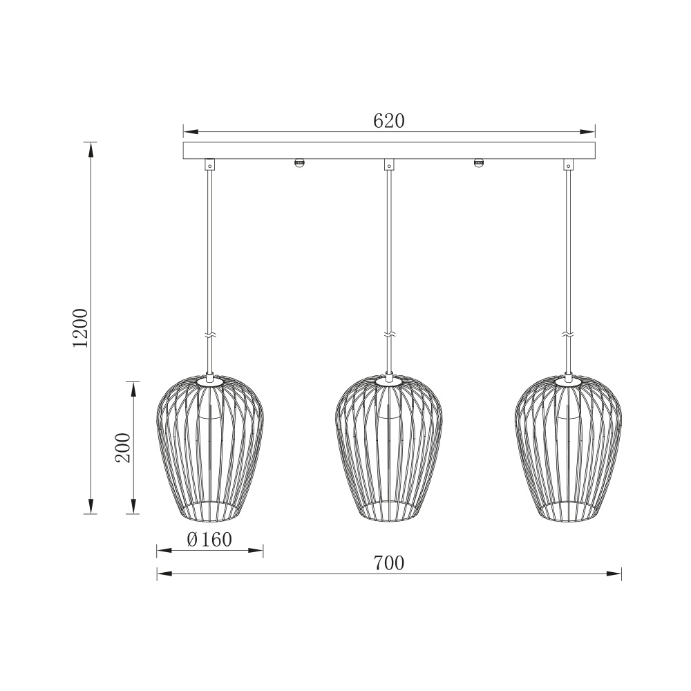 Lustra BR-BV03-00052, 3xE27, neagra, IP20, Braytron