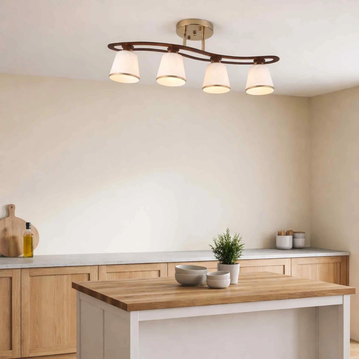 Lustra Cup LY-3078, 4xE27, auriu, maro si alb, design modern, IP20 - imagine 2