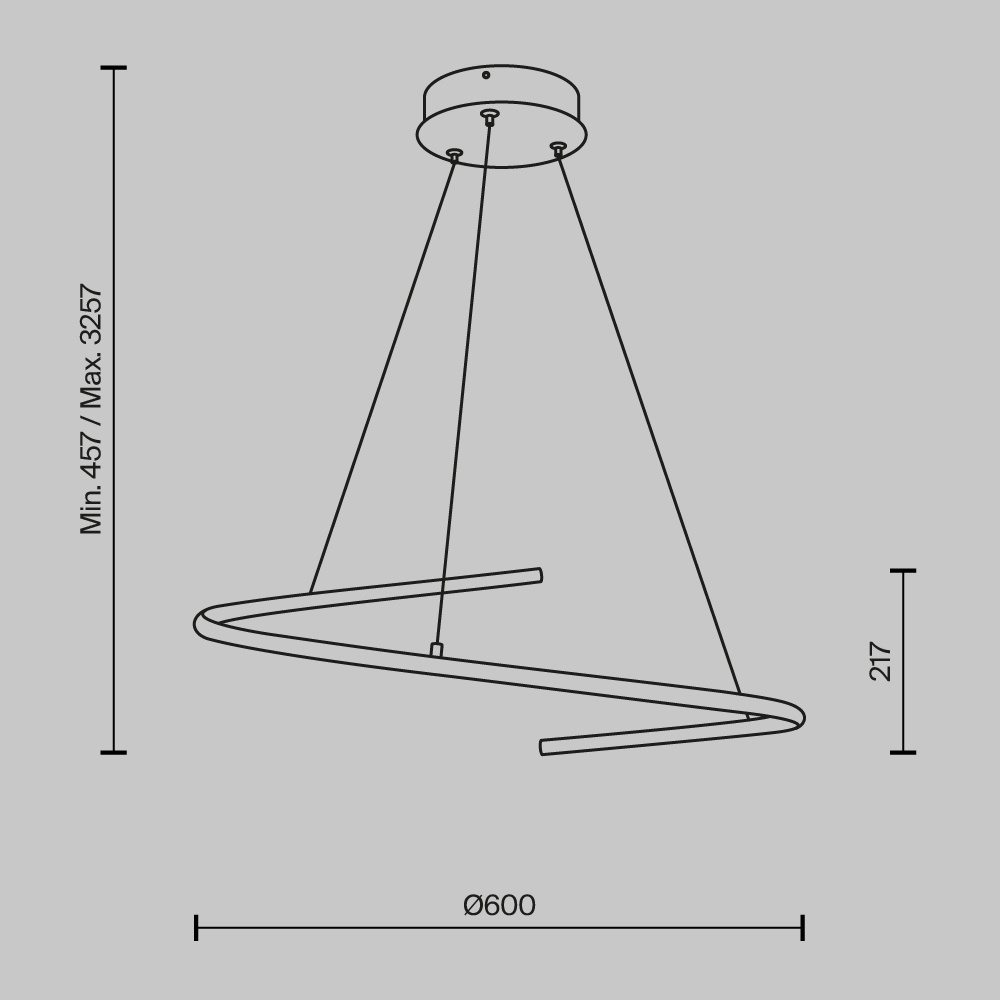 Lustra LED Curve MOD242PL-L33BK, 31W, 1600lm, lumina calda+neutra, IP20, neagra, Maytoni