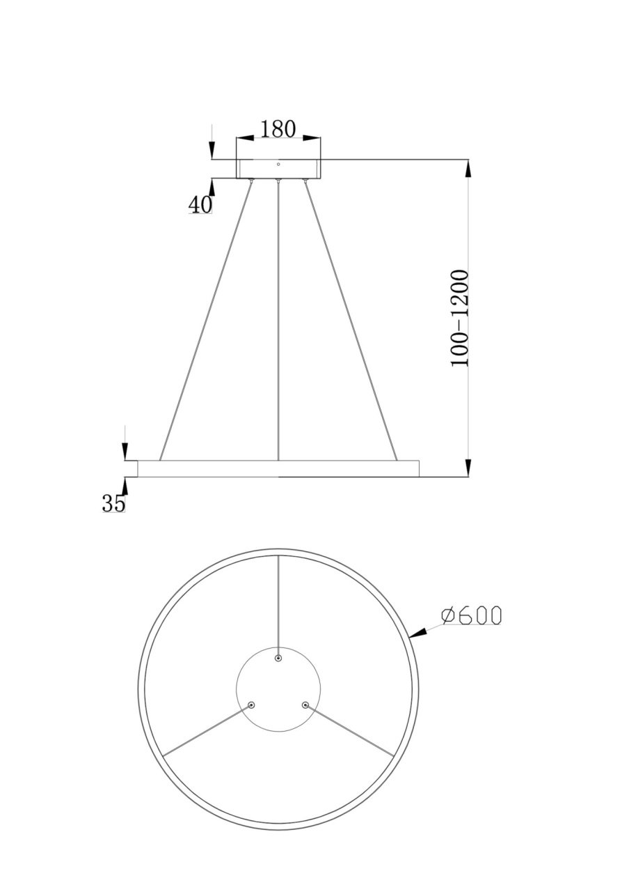 Lustra LED Rim MOD058PL-L32B4K, 37W, 1300lm, lumina neutra, IP20, neagra, Maytoni