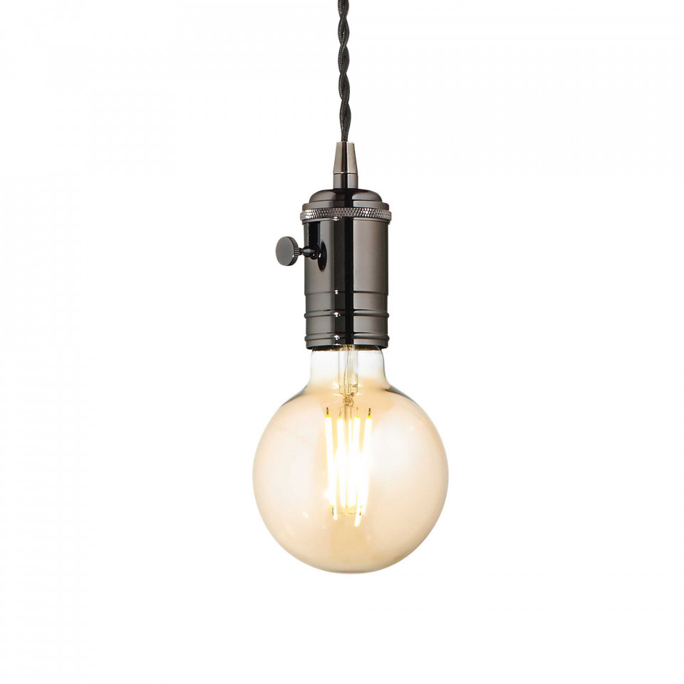 Pendul Doc 163161, 1xE27, negru+transparent, IP20, Ideal Lux