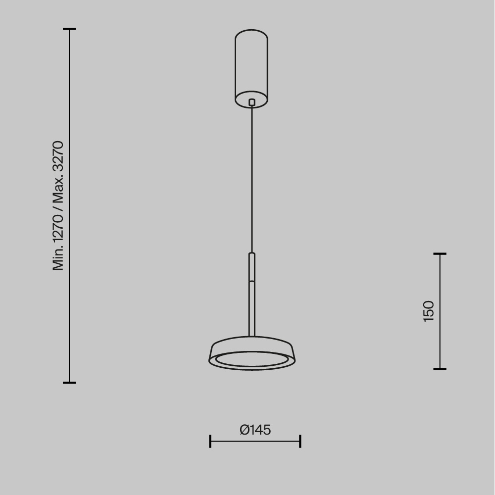 Pendul LED Ei MOD041PL-L15GB3K, 12W, 650lm, lumina calda, IP20, negru+auriu, Maytoni