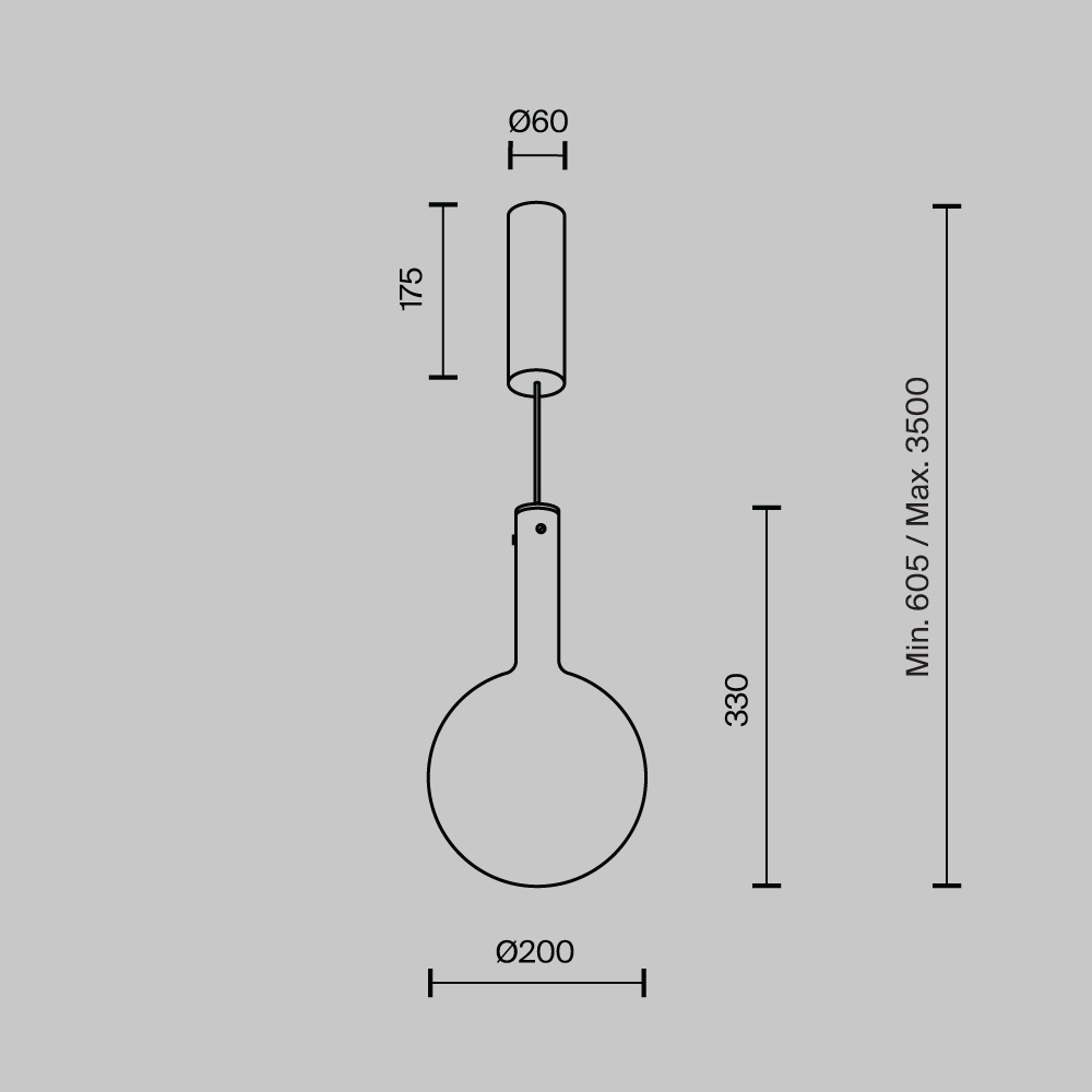 Pendul LED Nebula MOD182PL-L4B3K, 4W, 400lm, lumina calda, IP20, negru+fumuriu, Maytoni