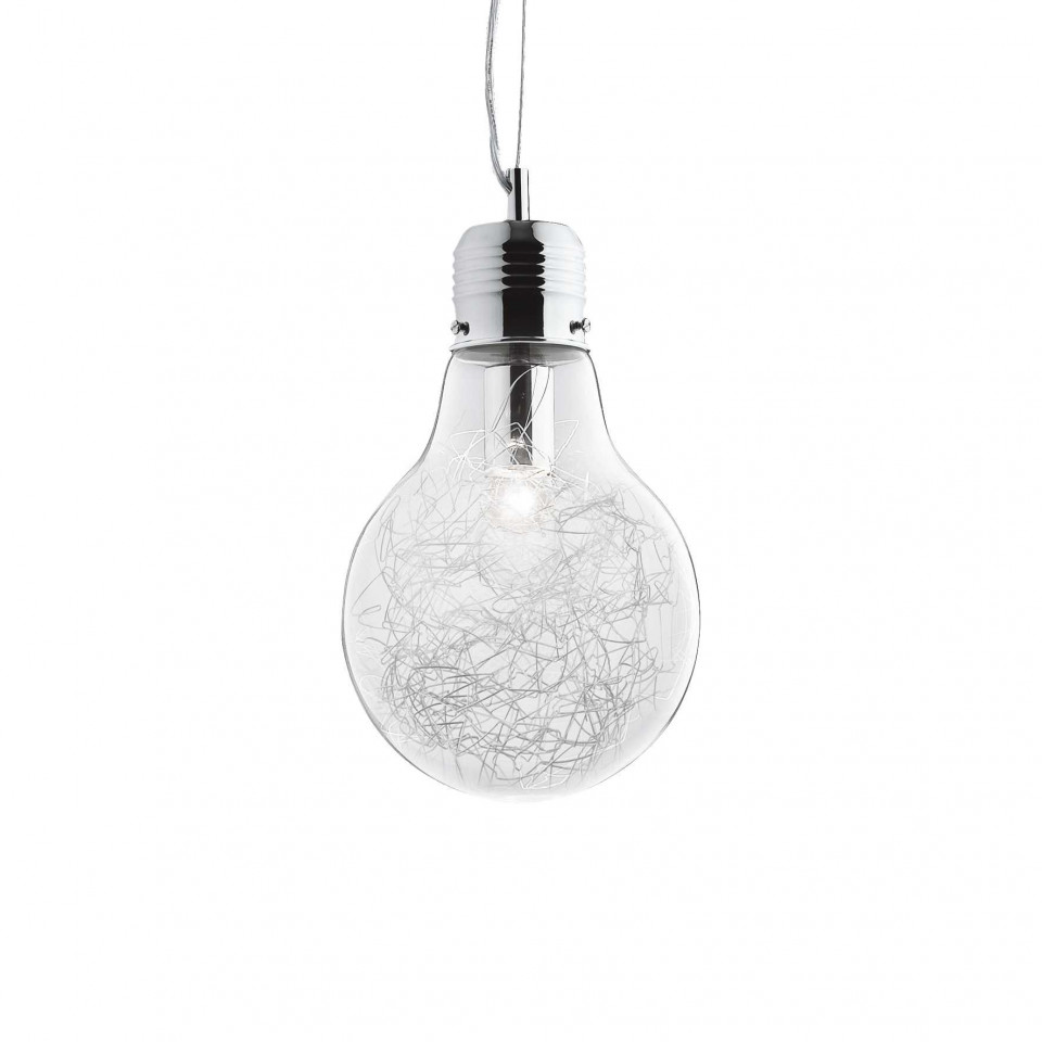 Pendul Luce Max 033679, 1xE27, crom+transparent, IP20, Ideal Lux