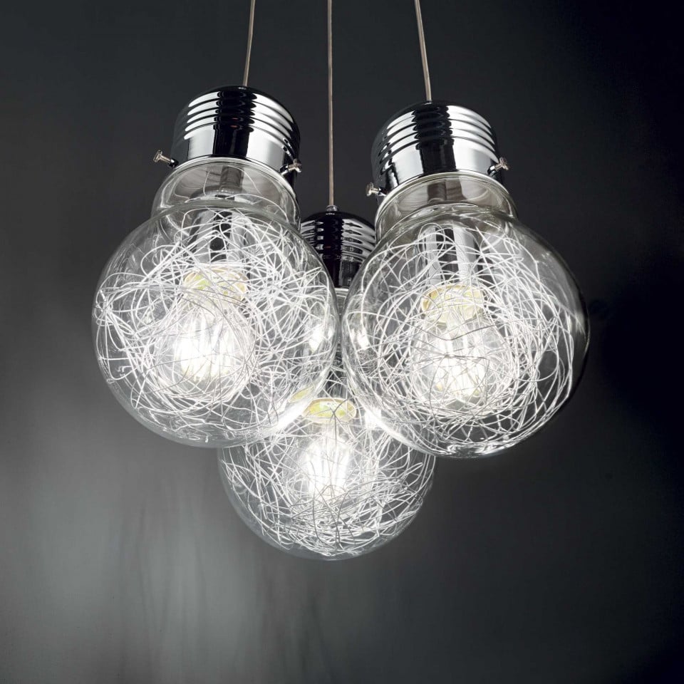 Pendul Luce Max 081762, 3xE27, crom+transparent, IP20, Ideal Lux - 1 | YEO