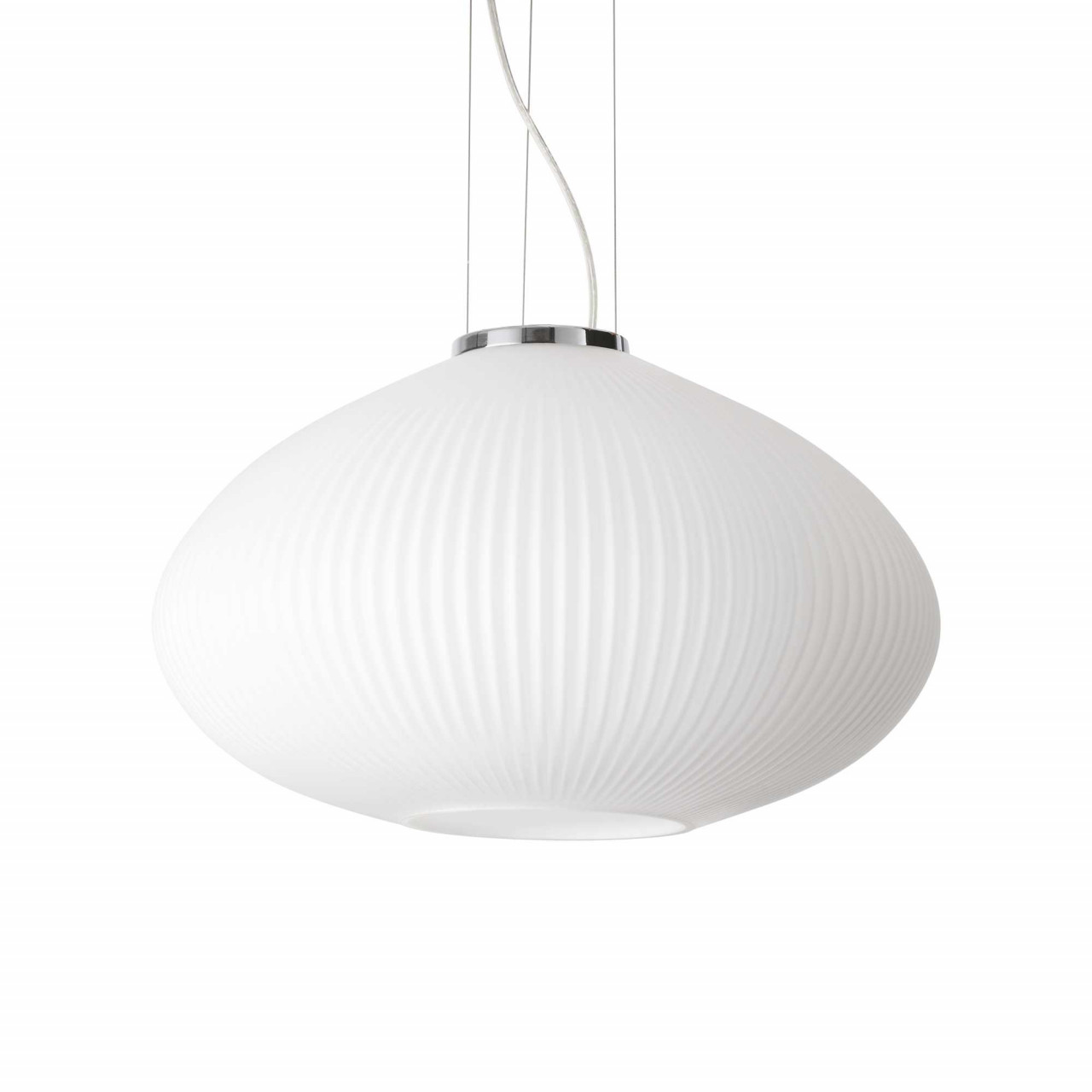 Pendul Plisse 264523, 1xE27, crom+alb, IP20, Ideal Lux