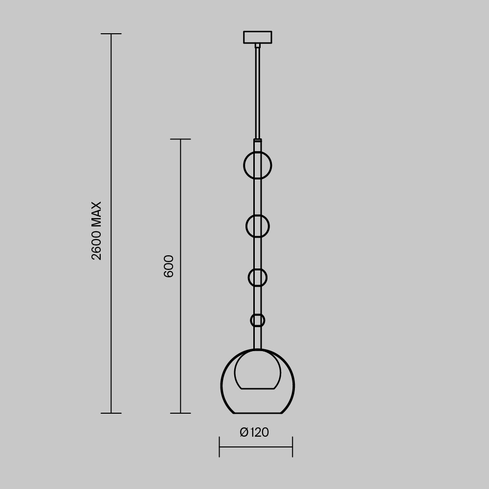 Pendul Ros MOD227PL-01B, 1xGU10, negru+transparent, IP20, Maytoni