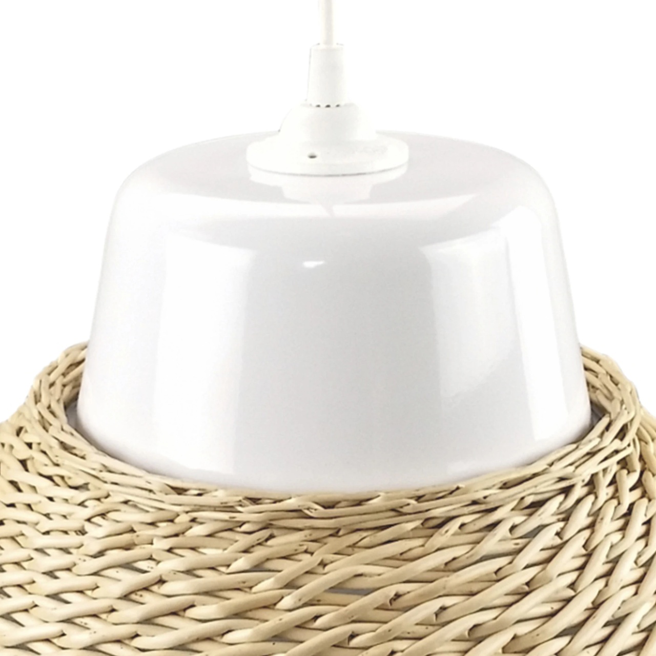 Pendul Wicker LY-3337, 1xE27, alb si rachita, stil vintage, IP20 - imagine 4