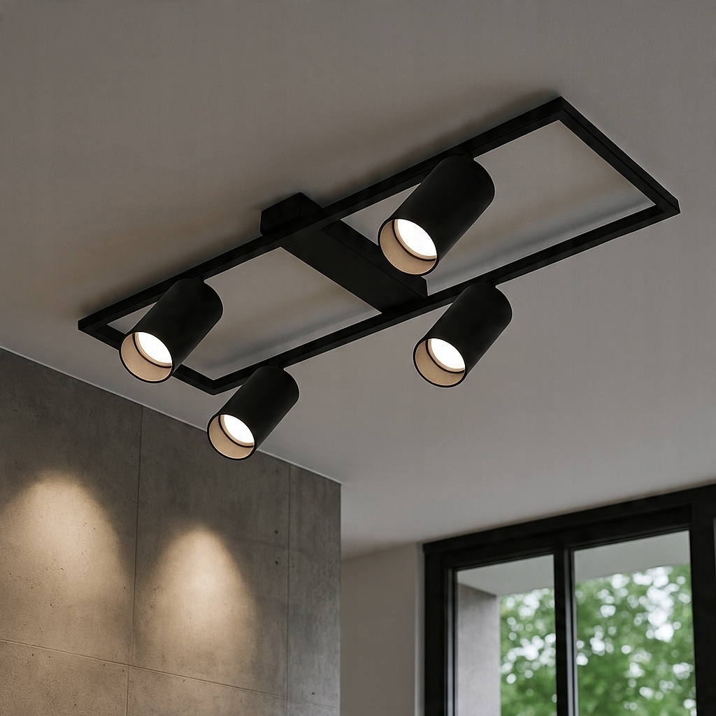 Plafoniera Bumo, cu spoturi, 4xGU10, neagra, Masterled
