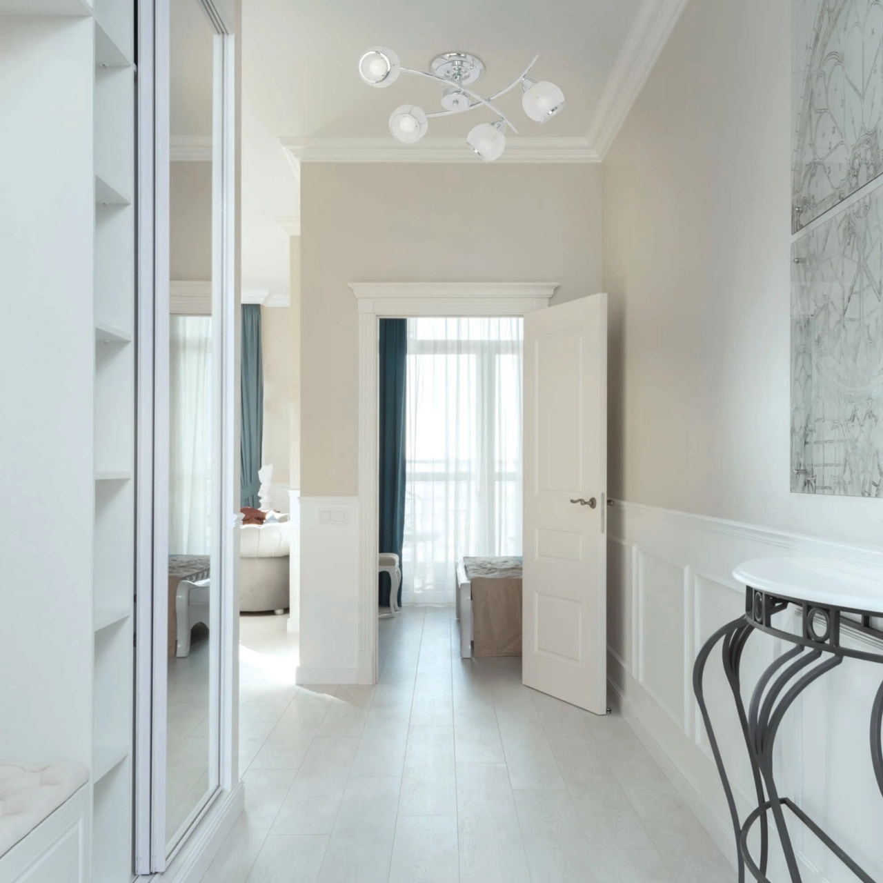 Plafoniera Gloria KL-7174, 4xE14, crom alb, sticla, stil clasic elegant, IP20, Klausen - imagine 4