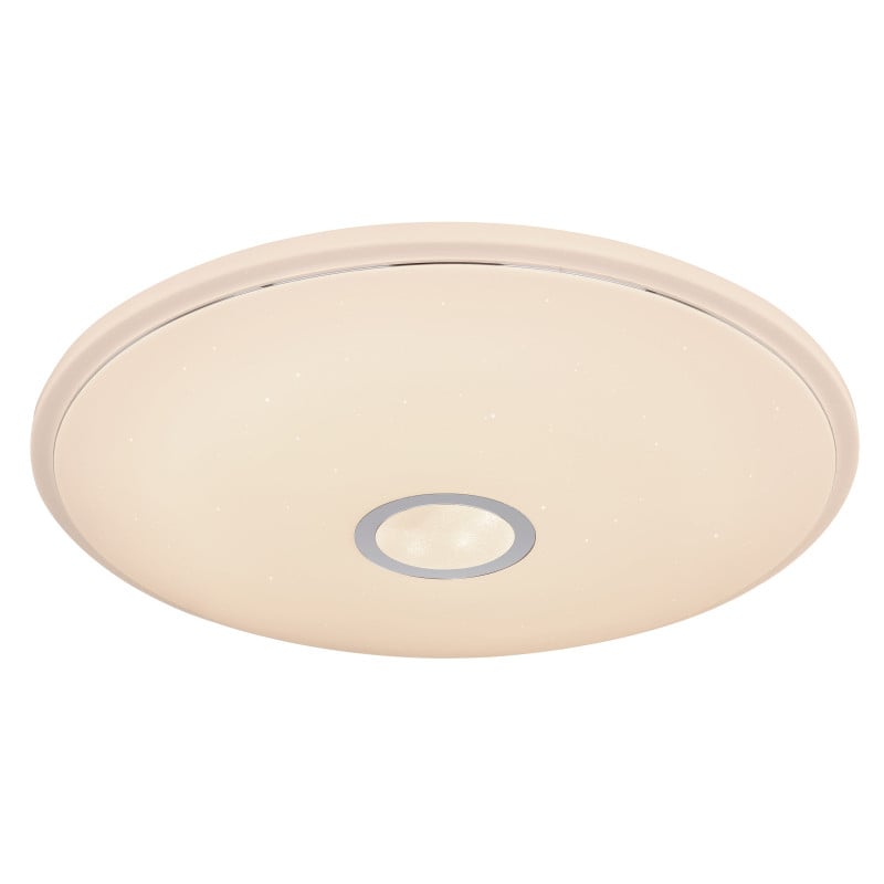 Plafoniera LED Connor 41386-30RGBSH, cu telecomandă, 30W, 3000lm, lumina calda+neutra+rece, IP20, alba+crom, Globo Lighting