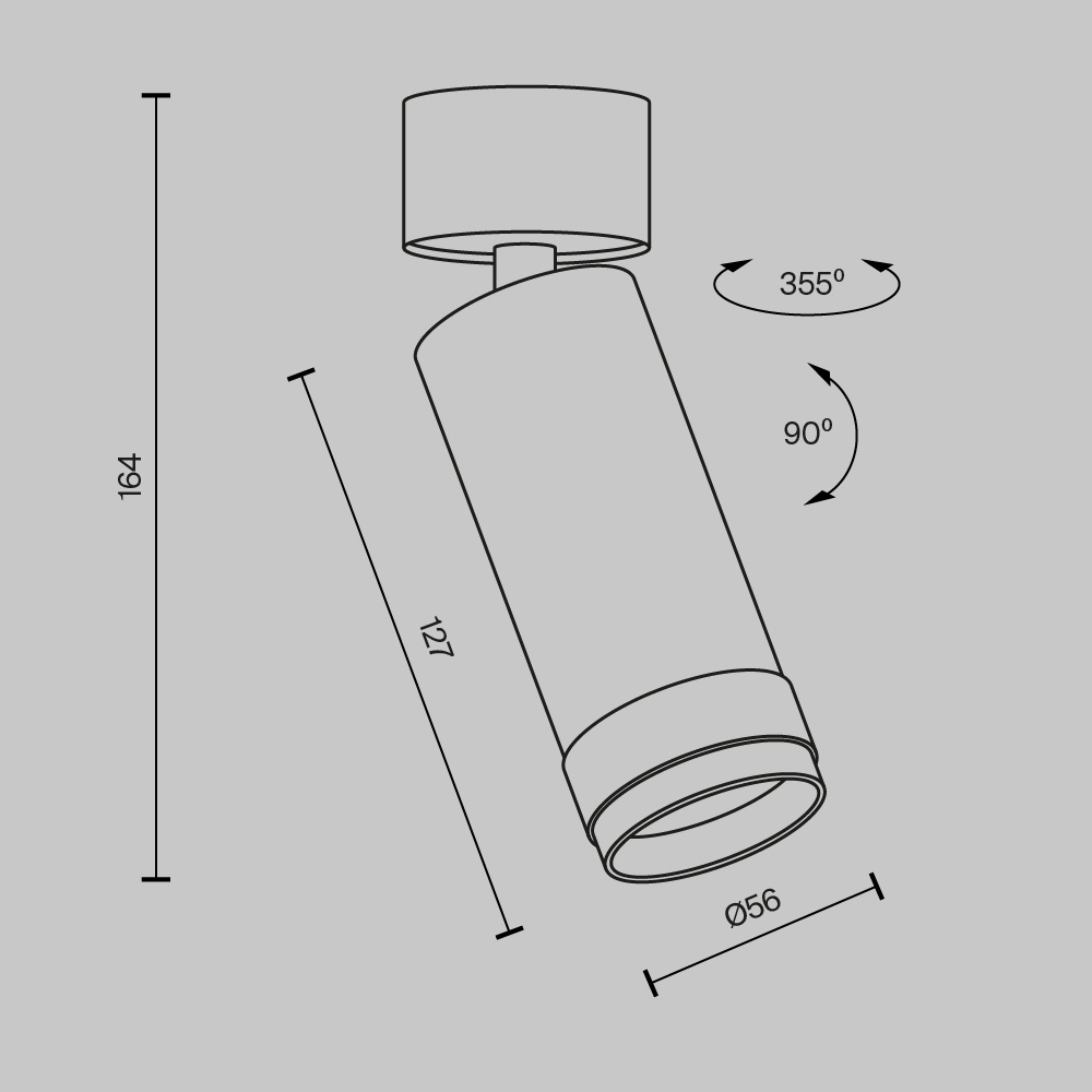 Plafoniera LED Focus T C055CL-L12W4K-Z-B, 12W, 890lm, lumina neutra, IP20, neagra, Maytoni