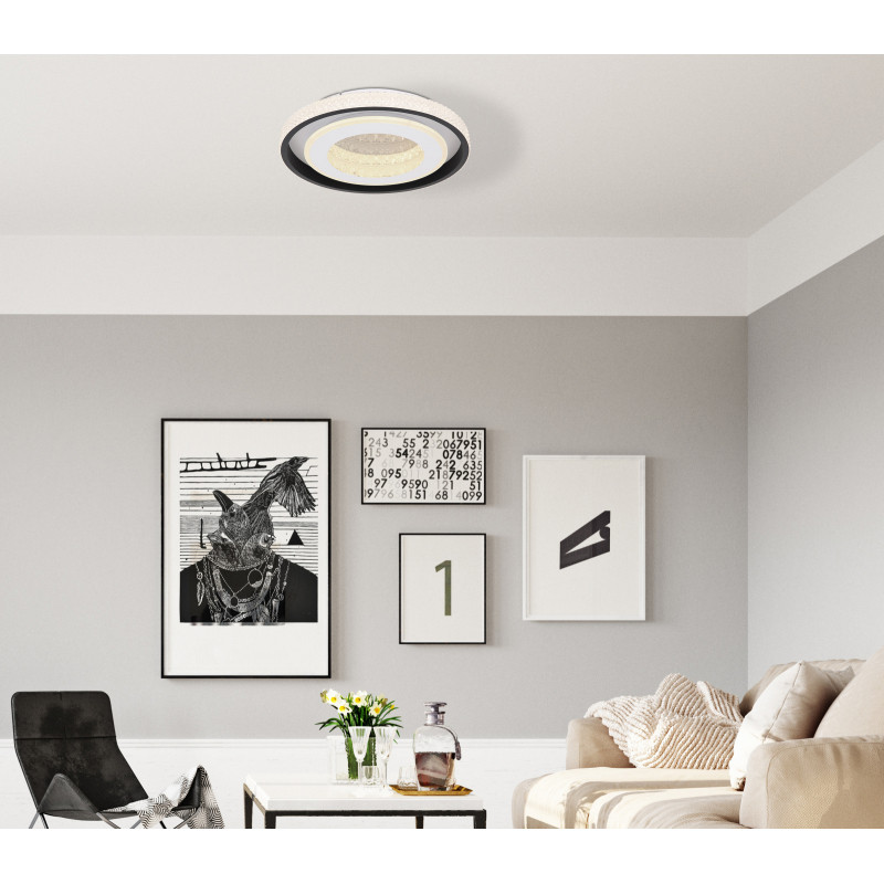 Plafoniera LED Lucky 41290-52, cu telecomandă, 52W, 2600lm, lumina calda+neutra+rece, IP20, alba+neagra+transparenta, Globo Lighting - 1 | YEO