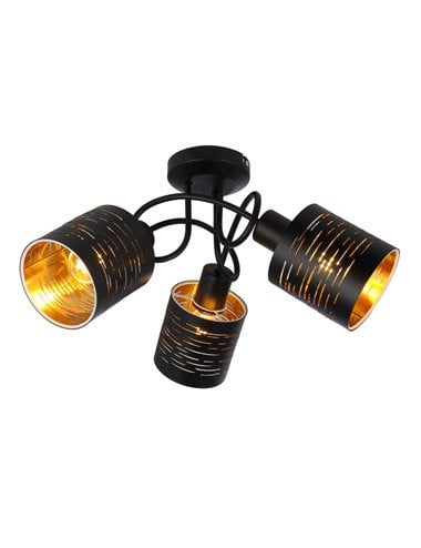 Plafoniera Tunno 15342-3D, 3xE14, neagra+aurie, IP20, Globo Lighting