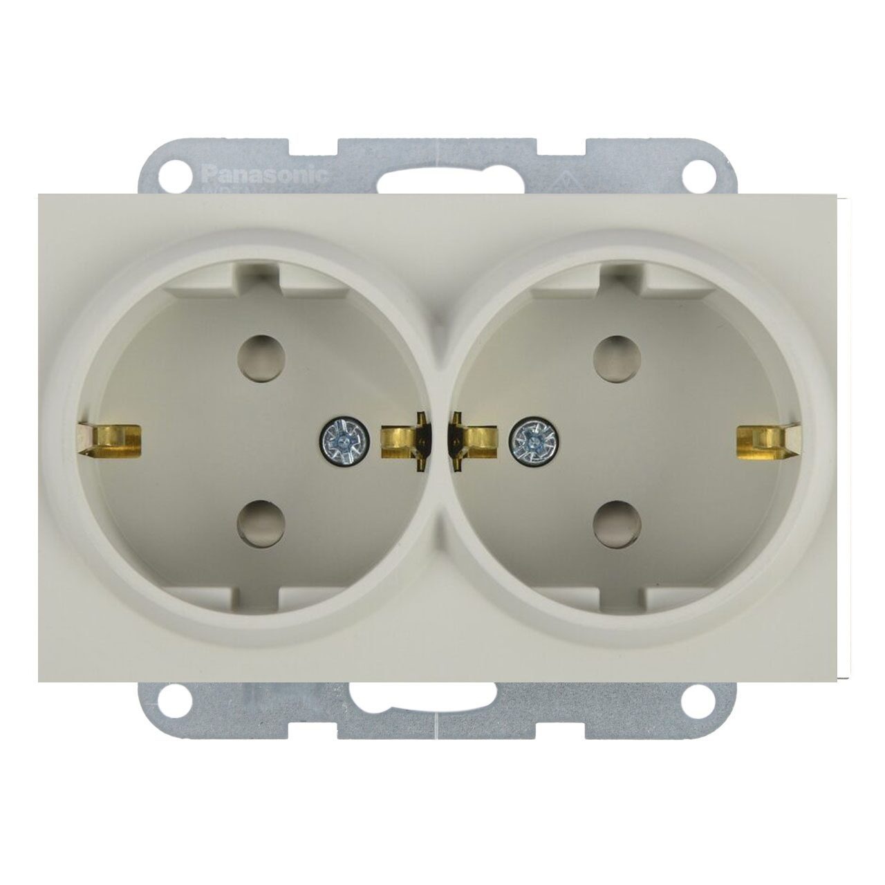 Priza dubla cu impamantare, protectie copii, 16A, IP20, Sandstone, Panasonic Karre Plus 55 Soft Touch