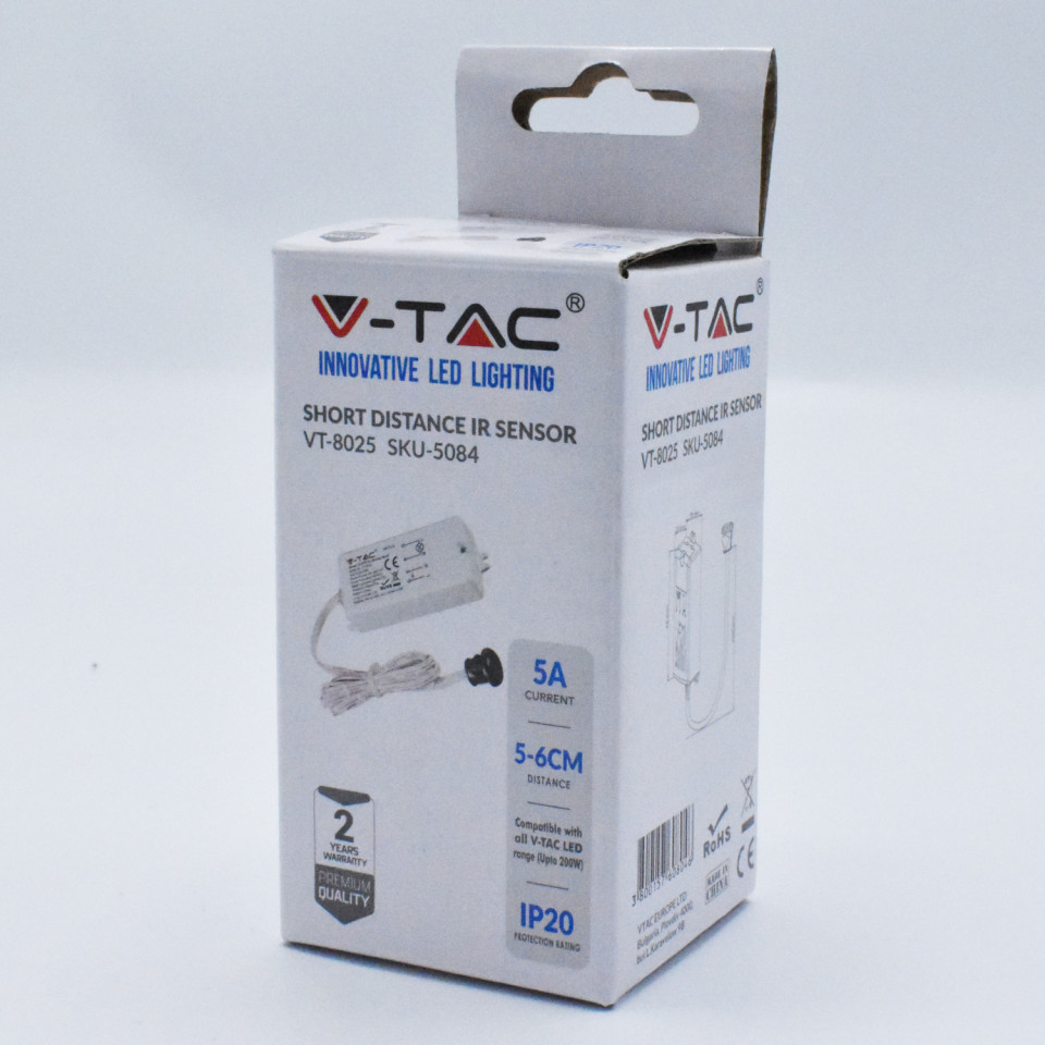 Senzor de miscare mini, IP20, alb, V-TAC