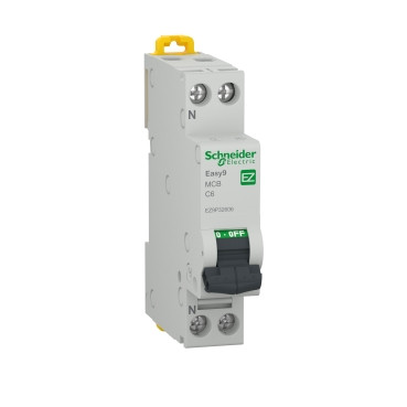 Siguranta automata P+N, 6A, curba de declansare C, capacitate de rupere 4.5kA, Schneider Easy9