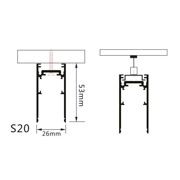 Sina magnetica, montaj aplicat, posibilitate suspendare, 2 metri, S20, Optonica - 2 | YEO