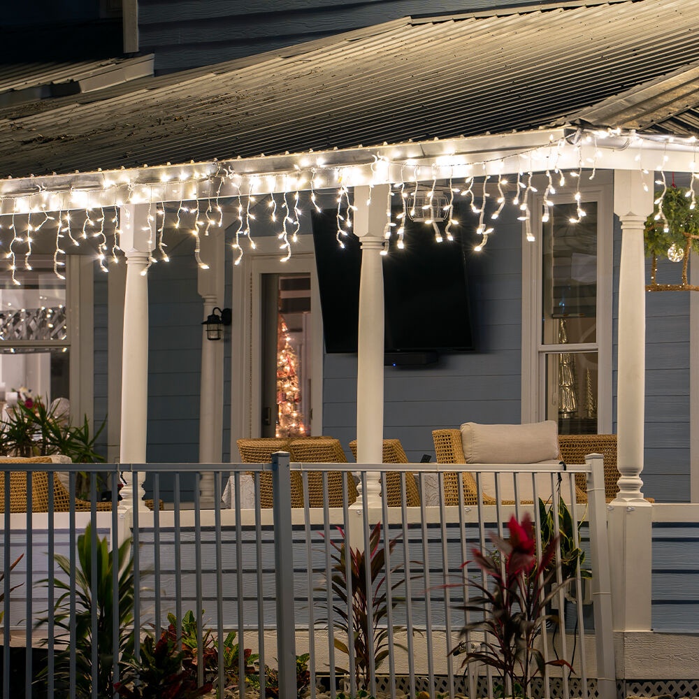 Sir luminos 216 leduri, 5m, lumina calda, IP44, cablu alb, 7W/set, Braytron