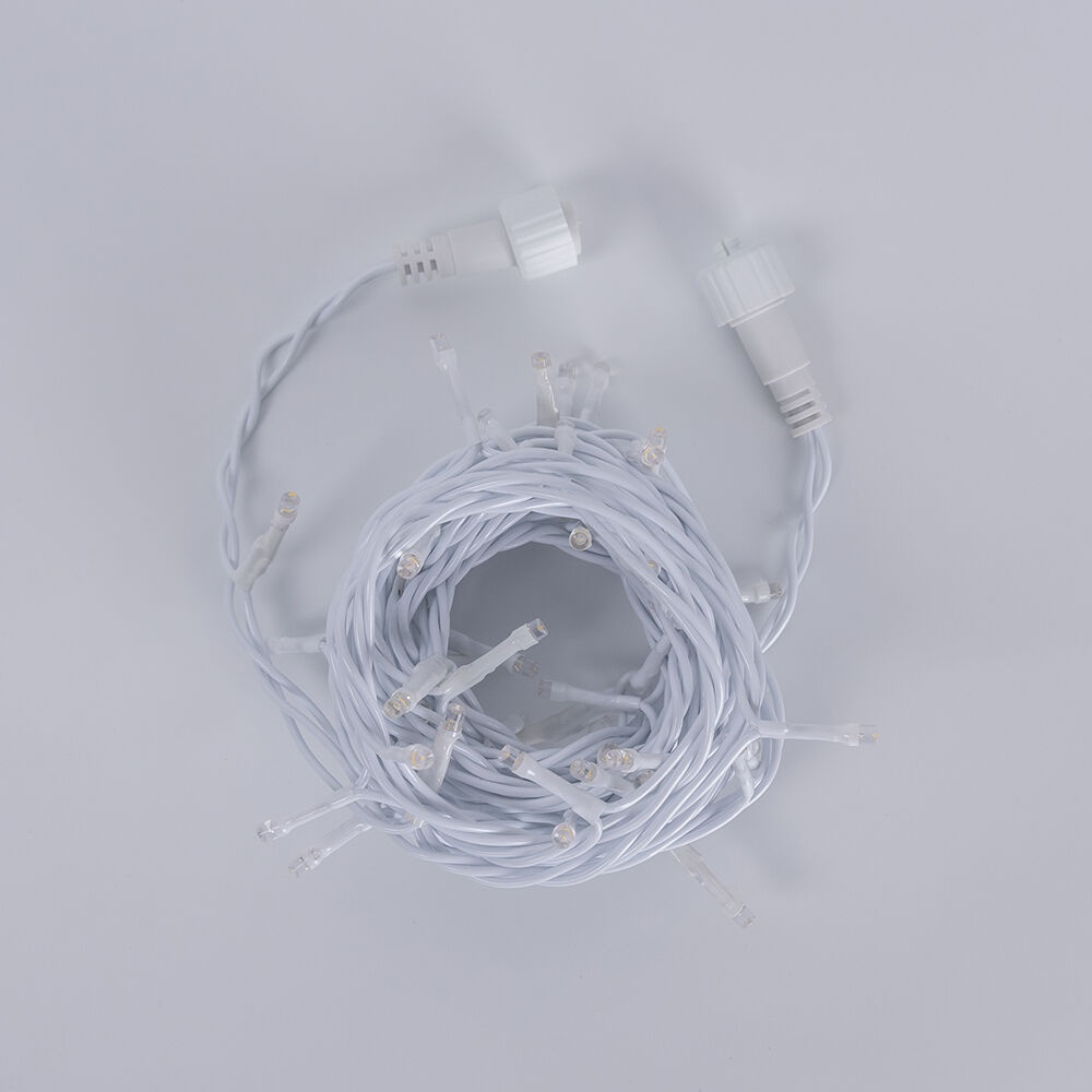 Sir luminos 50 leduri, 5m, lumina calda, IP44, cablu alb, 3W/set, Braytron - imagine 2