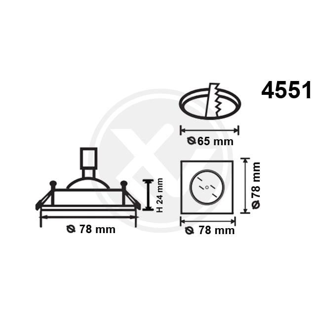 Spot 4551-LVT, patrat, incastrat, 1xGU10, auriu, IP20, Master LED