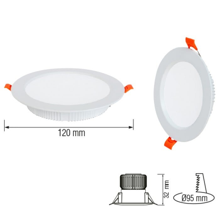 Spot LED 016-048-0012, rotund, incastrat, 12W, 1200lm, lumina rece, IP20, negru, Horoz Electric