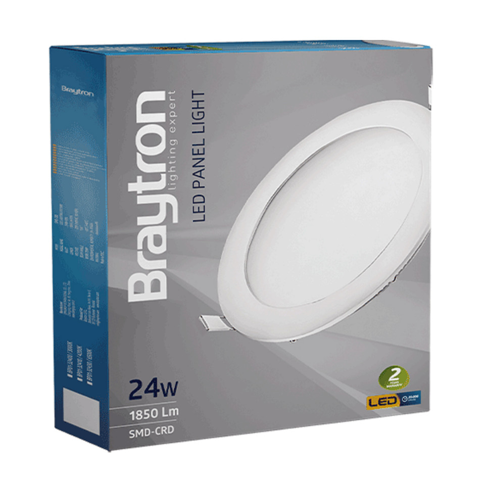 Spot LED 24W Incastrat, Rotund, Braytron, 1840lm, Lumina Rece (6500K), Alb