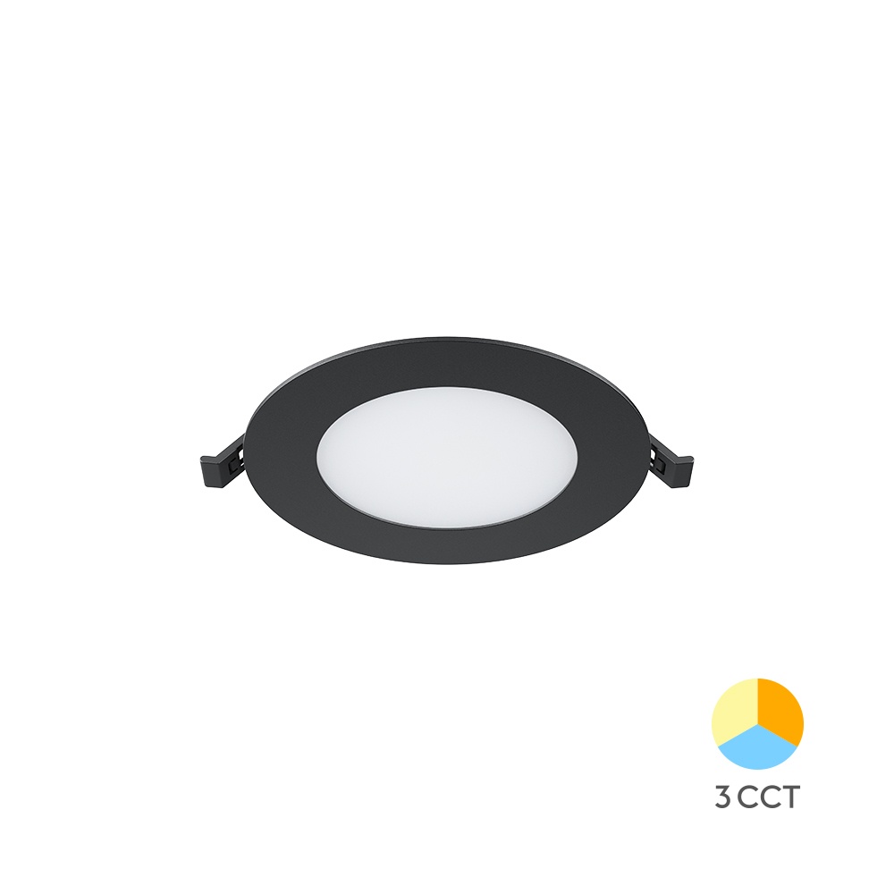 Spot LED 6W Incastrat, Rotund, Braytron, 470lm, Lumina Calda/Neutra/Rece, Negru